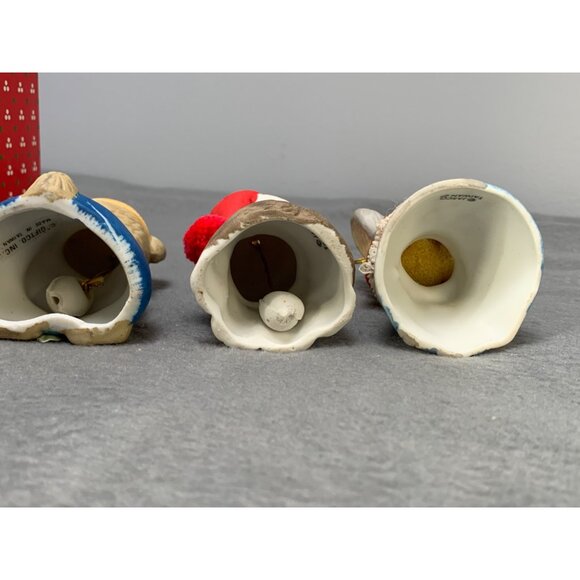 Vintage Russ Jasco Christmas Hanging Bell Ornaments 90s Snowman Bear Cat & Girl - Picture 12 of 16